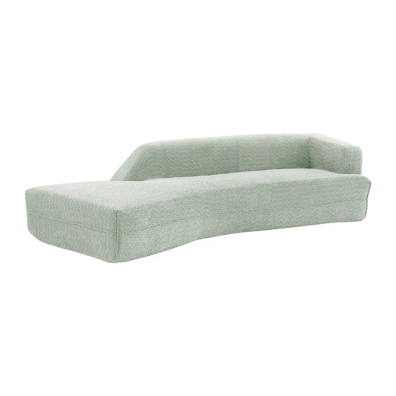 Curved Chaise Lounge with Boucle Upholstery