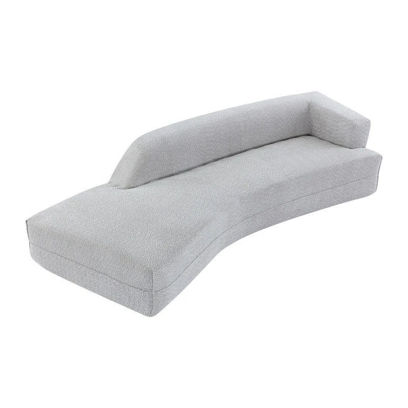 Curved Chaise Lounge with Boucle Upholstery