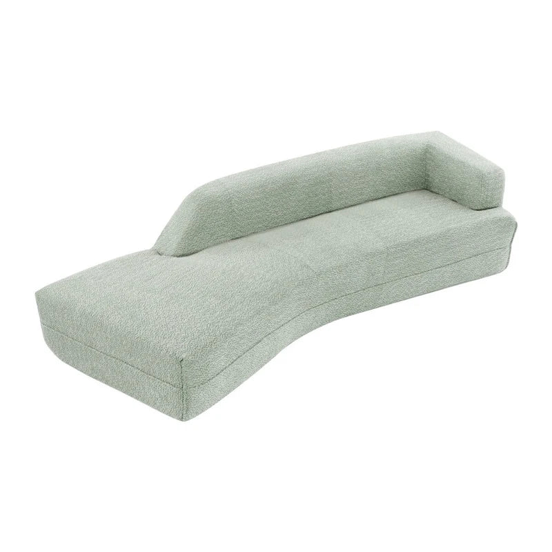 Curved Chaise Lounge with Boucle Upholstery