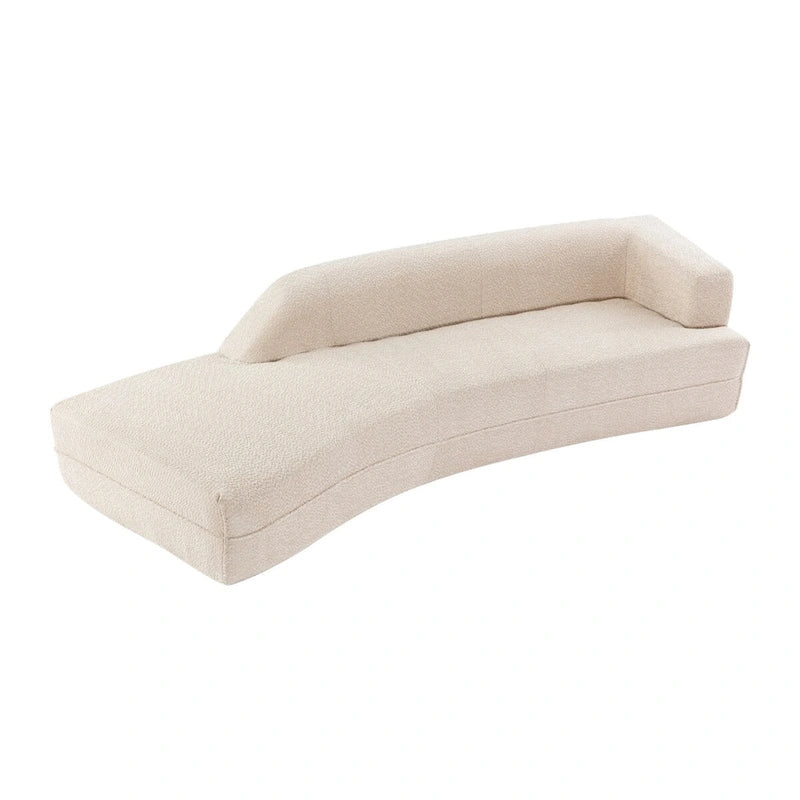 Curved Chaise Lounge with Boucle Upholstery