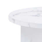 Round Wood Coffee Table with Marble-Look Veneer
