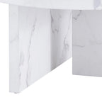 Round Wood Coffee Table with Marble-Look Veneer