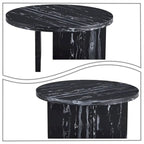Round Wood Coffee Table with Marble-Look Veneer