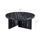 Round Wood Coffee Table with Marble-Look Veneer