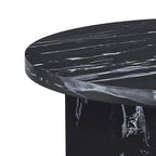 Round Wood Coffee Table with Marble-Look Veneer