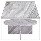 Round Wood Coffee Table with Marble-Look Veneer