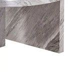 Round Wood Coffee Table with Marble-Look Veneer
