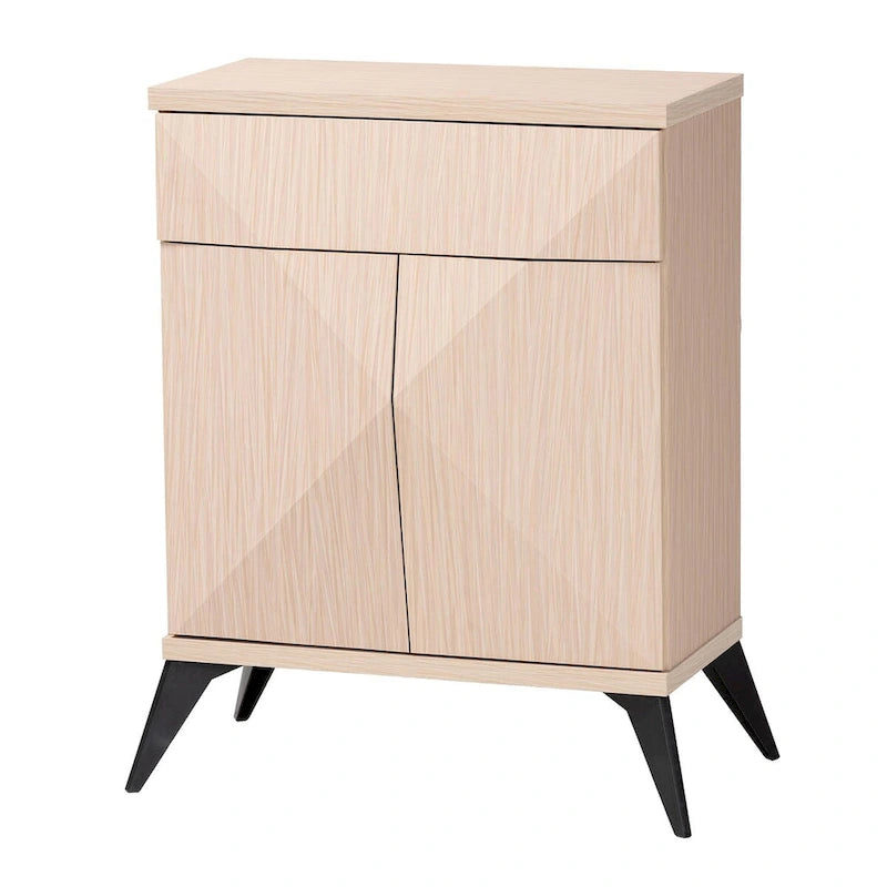 Buffet bahut bicolore moderne style mi-siècle, 2 portes, marron clair et noir