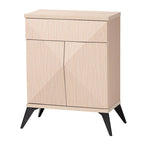 Buffet bahut bicolore moderne style mi-siècle, 2 portes, marron clair et noir