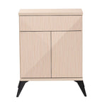 Buffet bahut bicolore moderne style mi-siècle, 2 portes, marron clair et noir