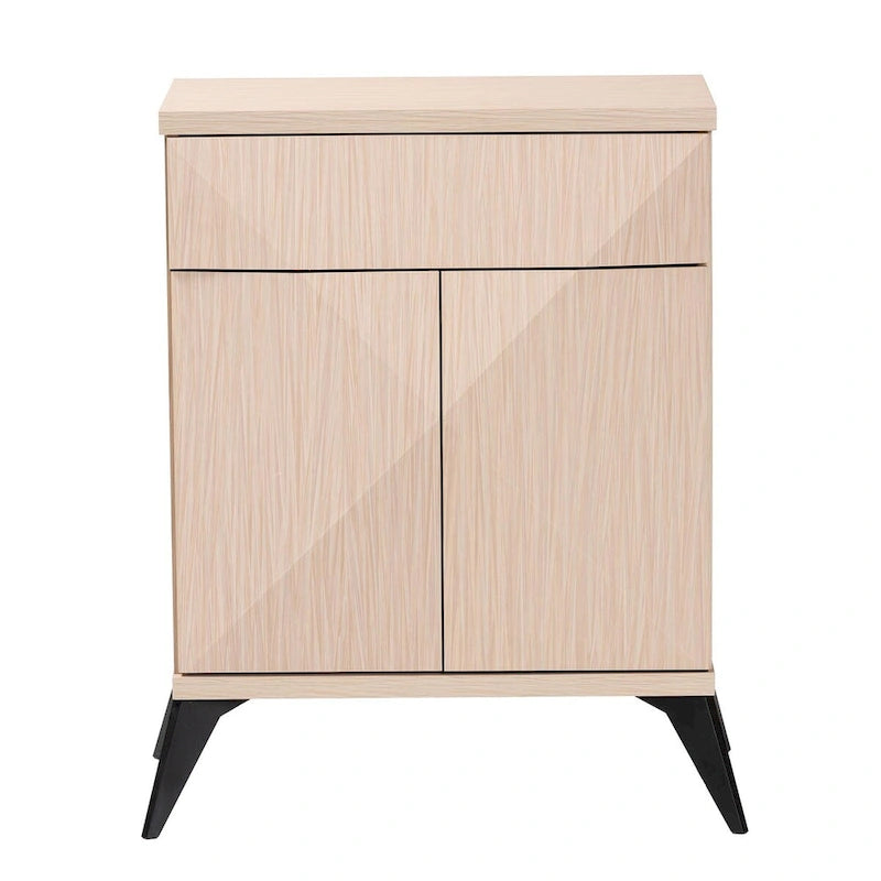 Mid-Century Modern Two-Tone Sideboard Buffet, 2-Door, Light Brown and Black