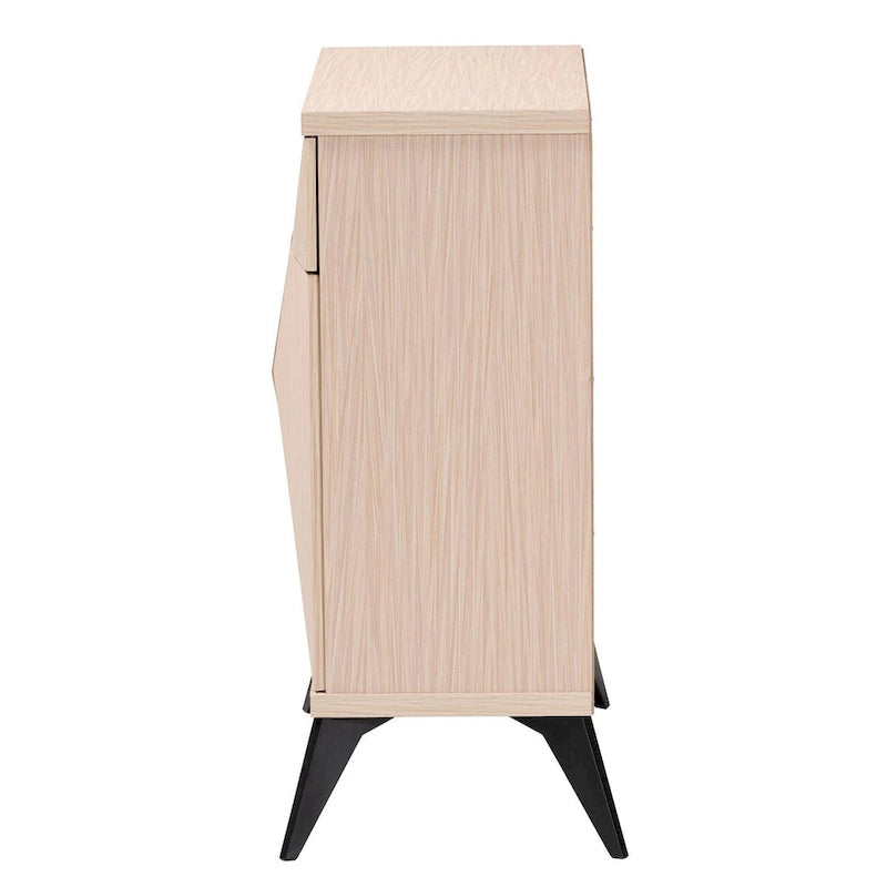 Buffet bahut bicolore moderne style mi-siècle, 2 portes, marron clair et noir