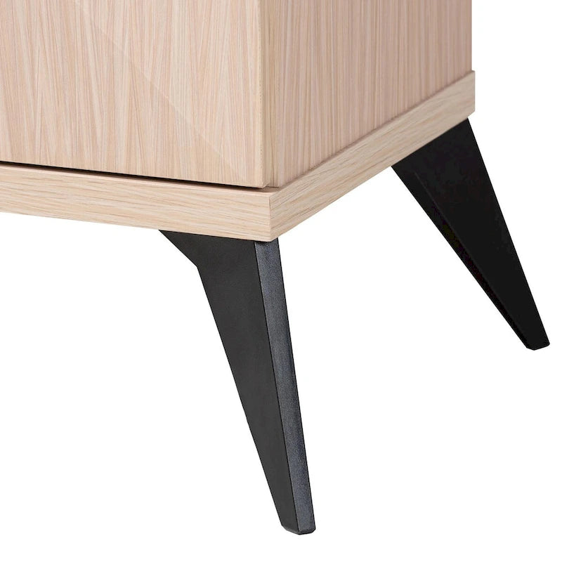 Buffet bahut bicolore moderne style mi-siècle, 2 portes, marron clair et noir