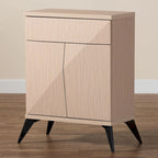Buffet bahut bicolore moderne style mi-siècle, 2 portes, marron clair et noir