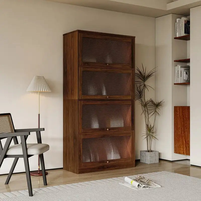 Glass Door Office Storage Cabinet with Shelves