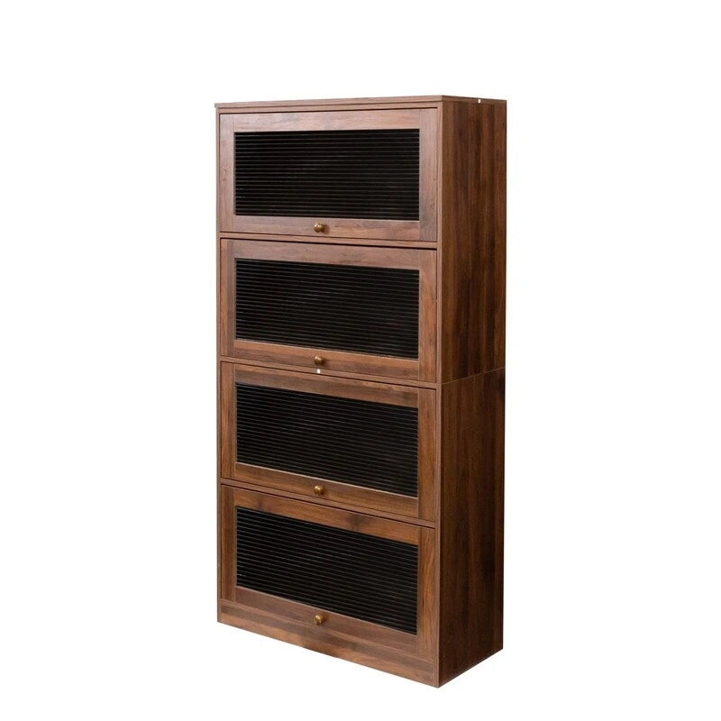 Meuble de rangement de bureau avec portes vitrées et étagères
