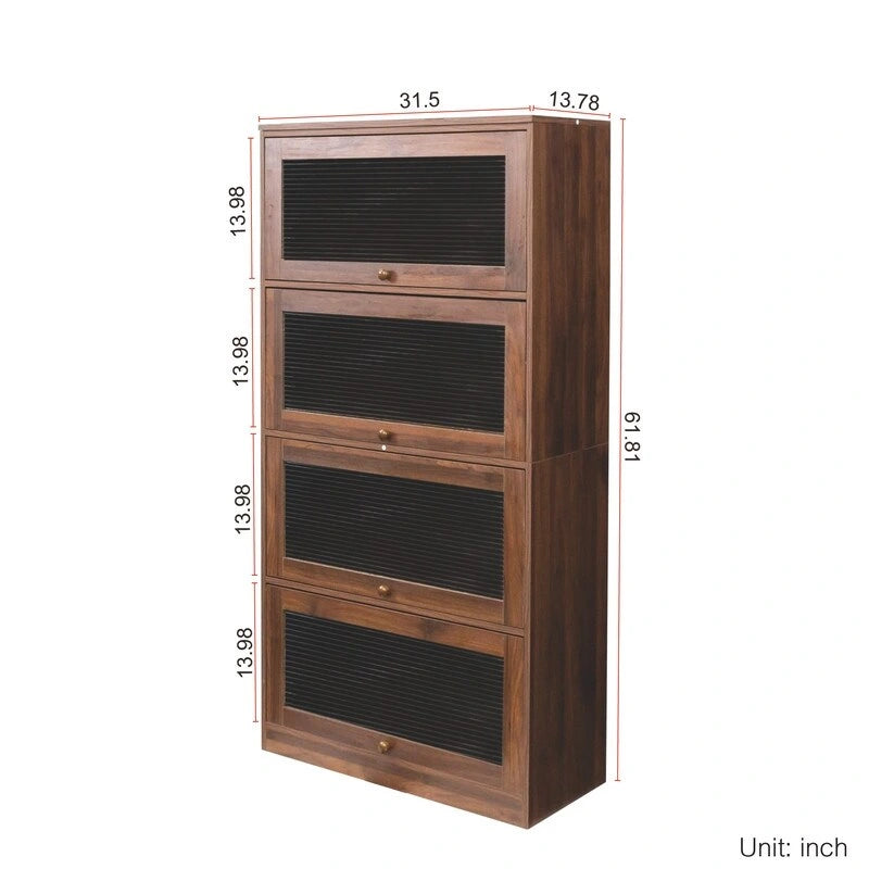 Meuble de rangement de bureau avec portes vitrées et étagères