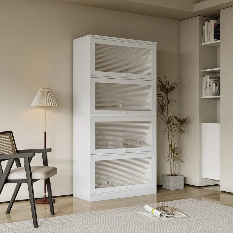 Meuble de rangement de bureau avec portes vitrées et étagères