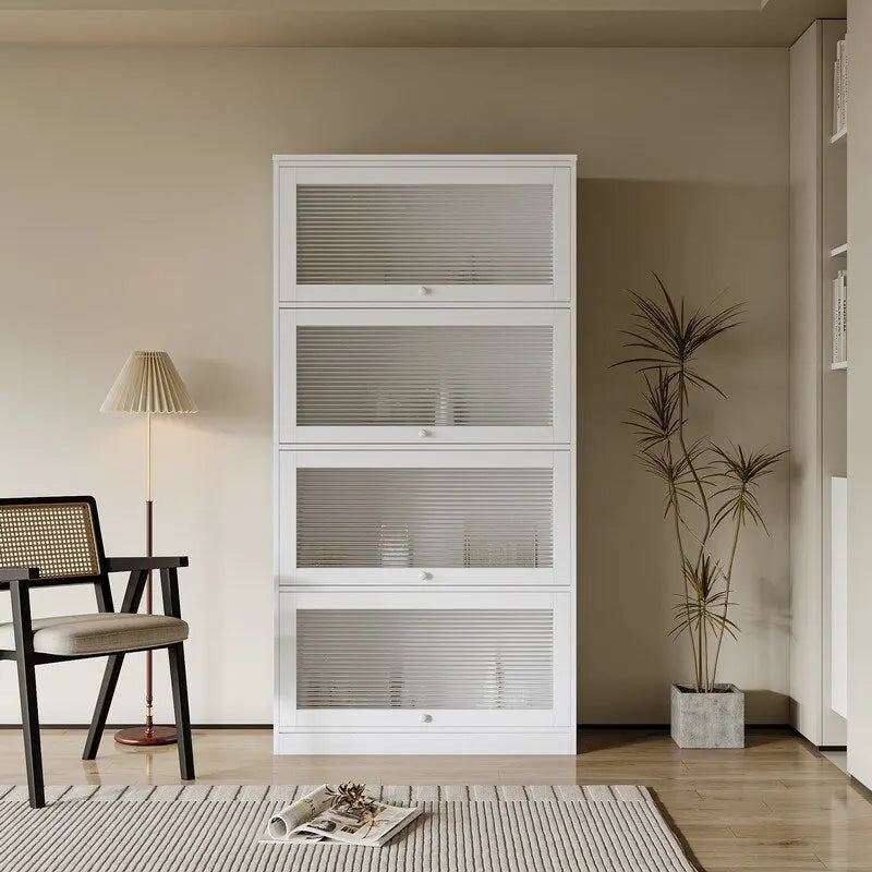 Meuble de rangement de bureau avec portes vitrées et étagères