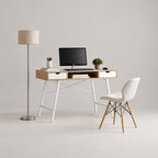 JJS Mid Century Modern Writing Desk Home Office Desk with Drawers & Storage