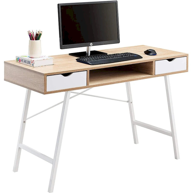Mid Century Modern Writing Desk with Drawers & Storage