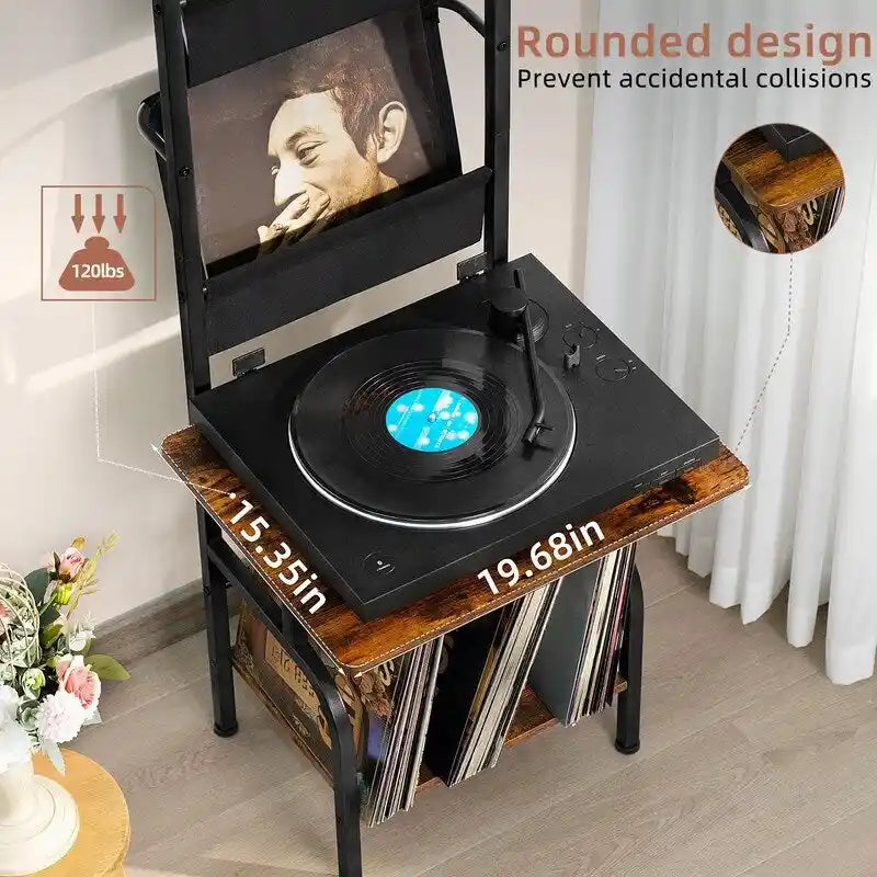 Hohes Plattenspielerregal mit Vinyl-Aufbewahrung - 19.68 x 15.35 x 56.69 Inches