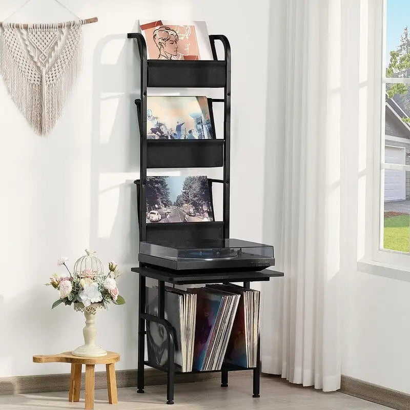 Hohes Plattenspielerregal mit Vinyl-Aufbewahrung - 19.68 x 15.35 x 56.69 Inches