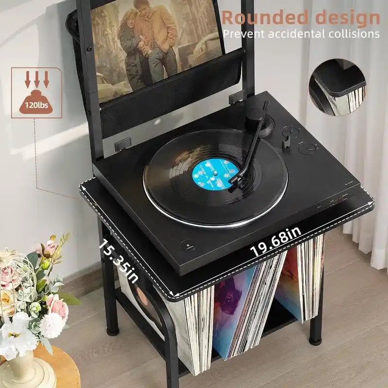 Hohes Plattenspielerregal mit Vinyl-Aufbewahrung - 19.68 x 15.35 x 56.69 Inches