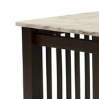 21-Zoll-Beistelltisch, weiße Kunstmarmorplatte, untere Ablage, schwarzes Holz