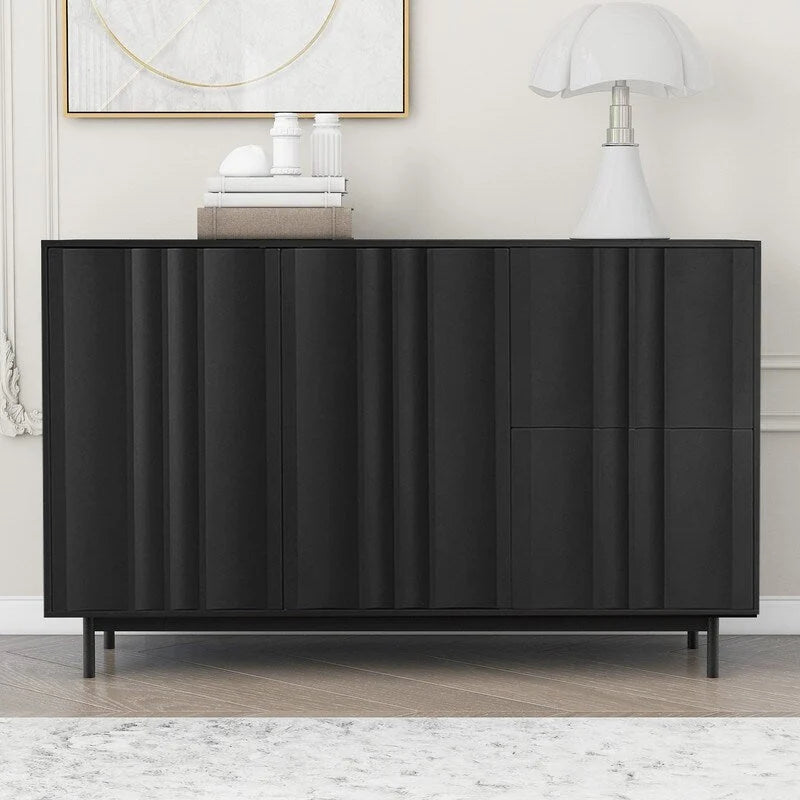 Storage Cabinet with 2 Doors and 2 Drawers, Adjustable Shelves