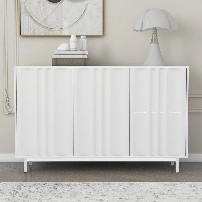Storage Cabinet with 2 Doors and 2 Drawers, Adjustable Shelves