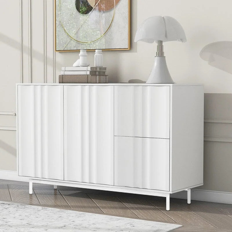 Storage Cabinet with 2 Doors and 2 Drawers, Adjustable Shelves