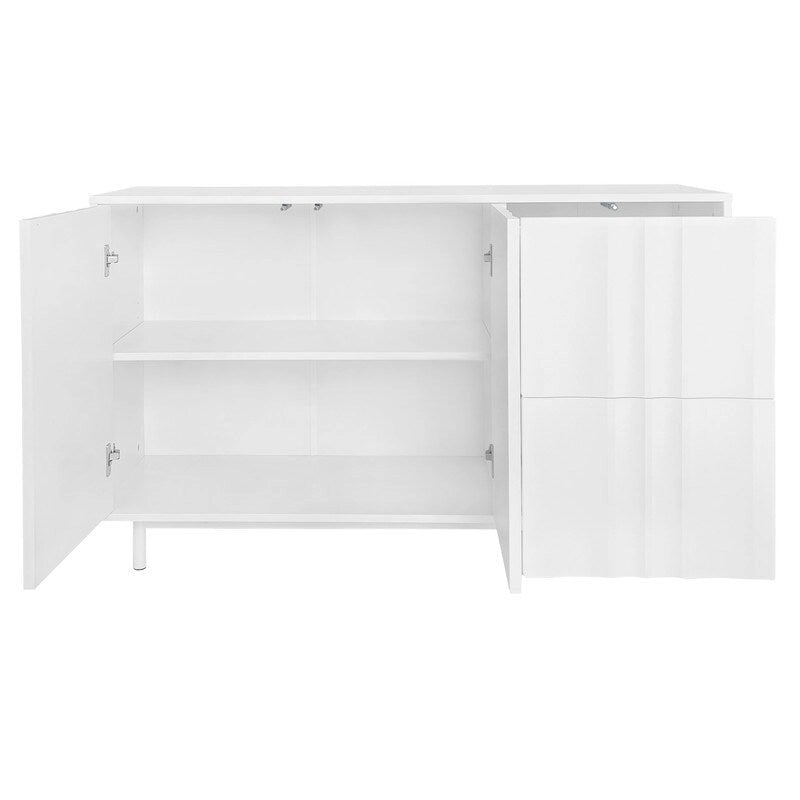Storage Cabinet with 2 Doors and 2 Drawers, Adjustable Shelves