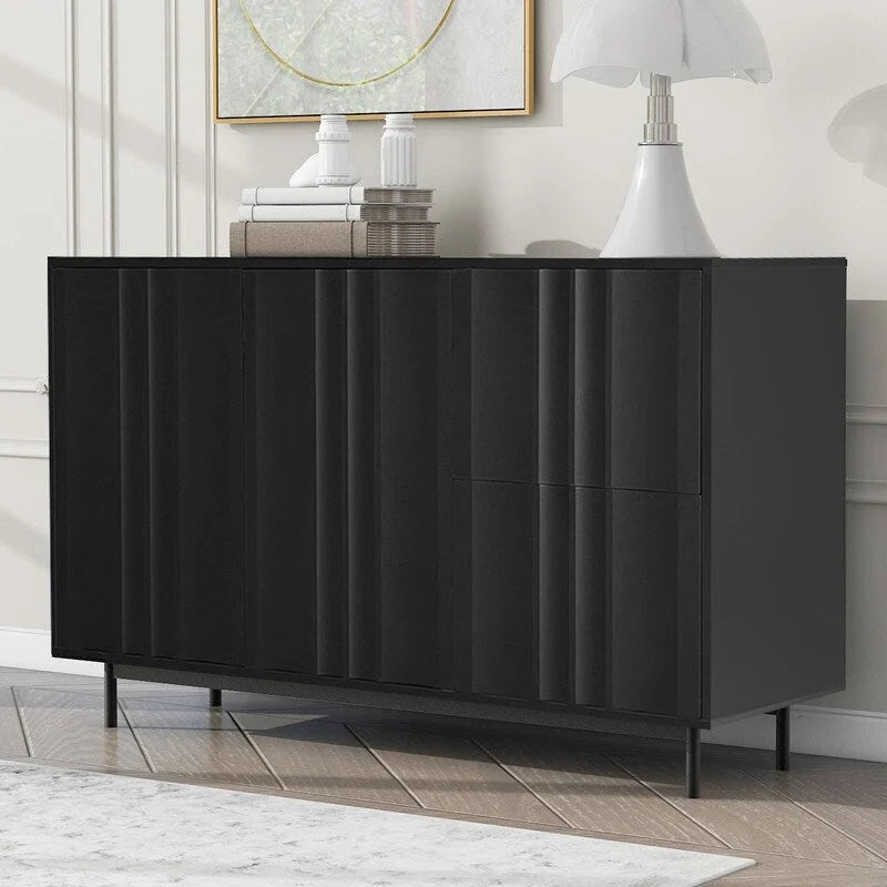 Storage Cabinet with 2 Doors and 2 Drawers, Adjustable Shelves