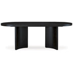 86-Inch Oval Dining Table with Pedestal Base, Black Finish