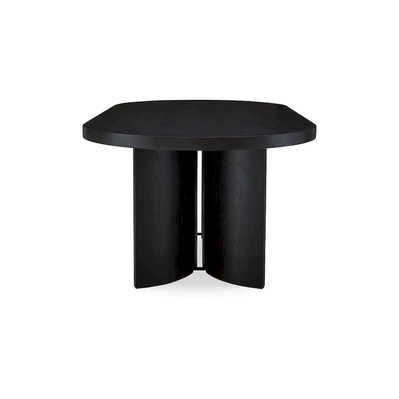 86-Inch Oval Dining Table with Pedestal Base, Black Finish