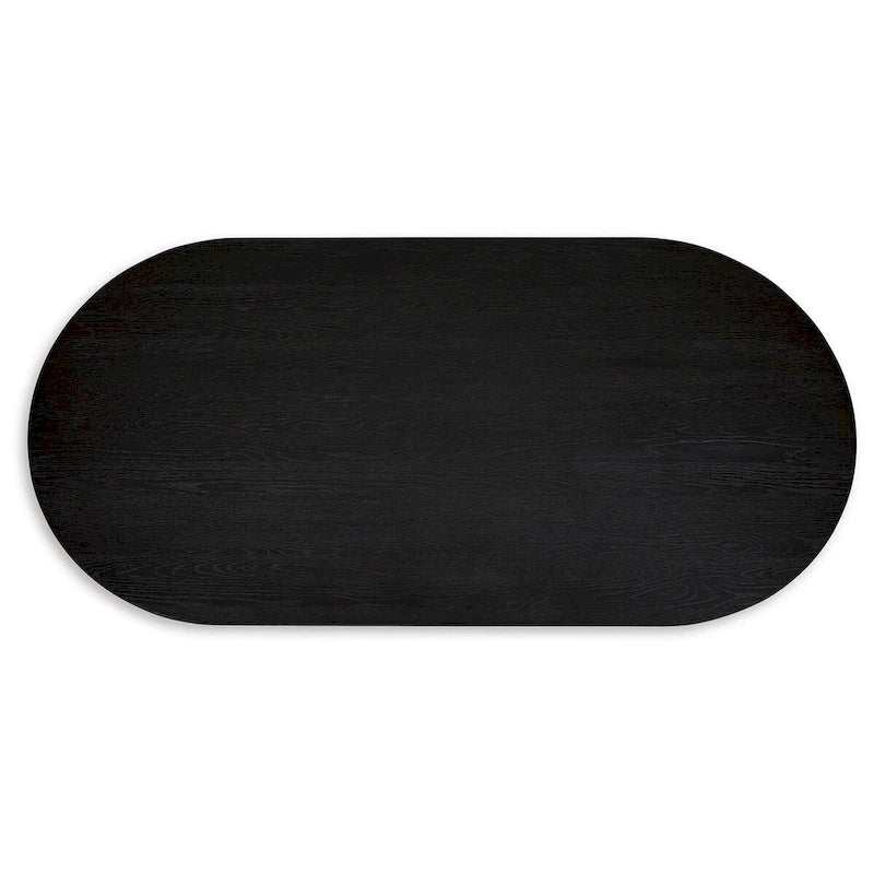 86-Inch Oval Dining Table with Pedestal Base, Black Finish
