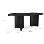 86-Inch Oval Dining Table with Pedestal Base, Black Finish