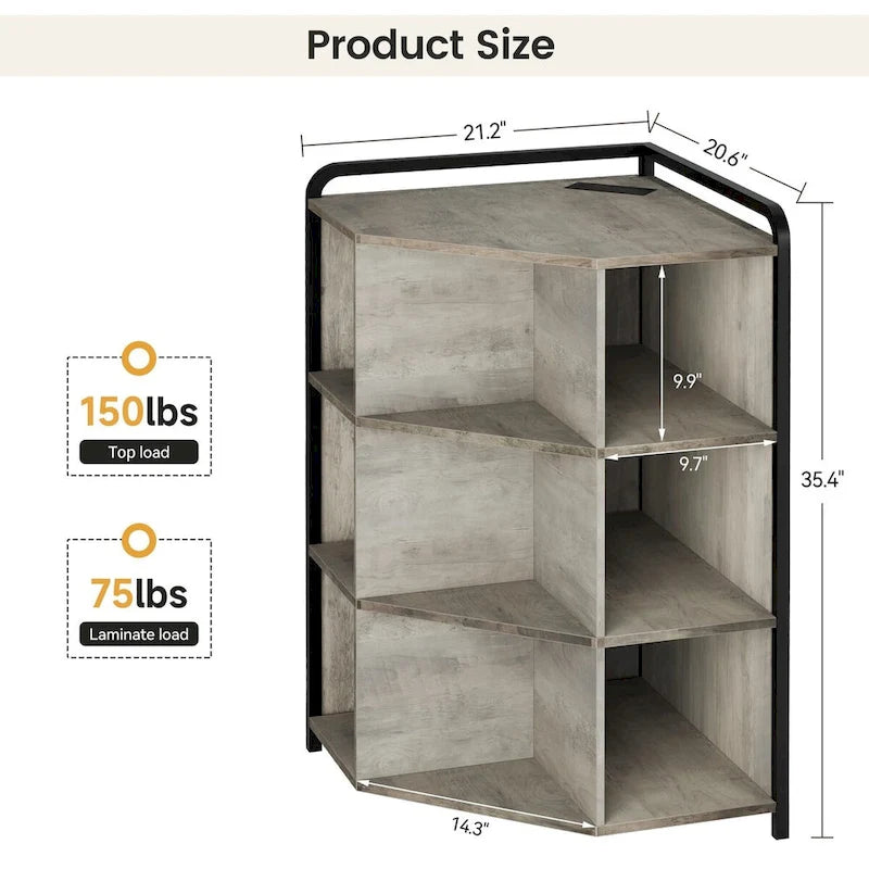 Corner Cabinet with USB Charging Ports and Outlets