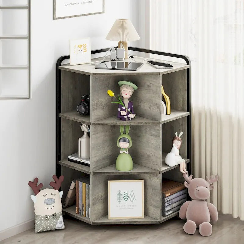 Corner Cabinet with USB Charging Ports and Outlets