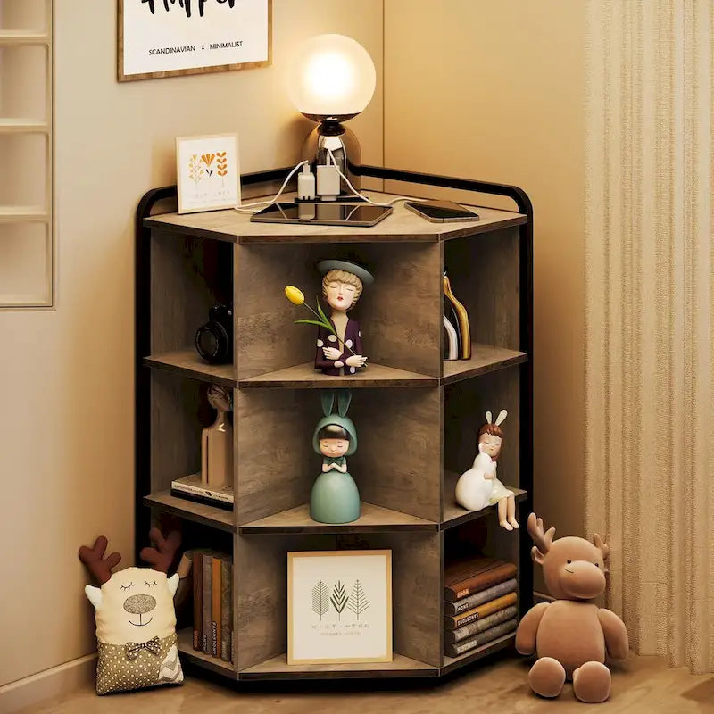 Corner Cabinet with USB Charging Ports and Outlets