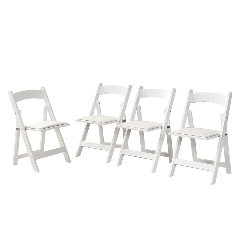 Upholstered Folding Chair Set of 4 - PU Leather Cushion, Solid Wood Frame