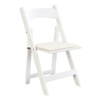 Upholstered Folding Chair Set of 4 - PU Leather Cushion, Solid Wood Frame