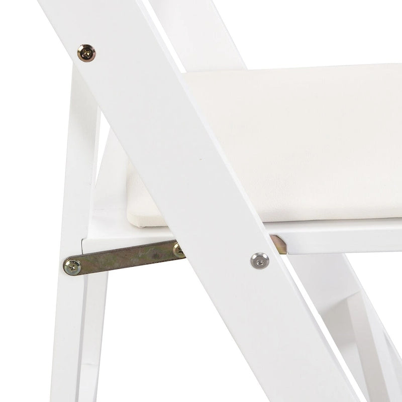 Upholstered Folding Chair Set of 4 - PU Leather Cushion, Solid Wood Frame