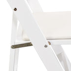 Upholstered Folding Chair Set of 4 - PU Leather Cushion, Solid Wood Frame