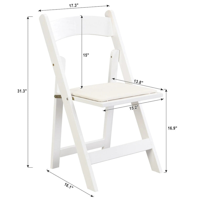 Upholstered Folding Chair Set of 4 - PU Leather Cushion, Solid Wood Frame