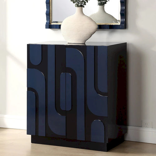 2-Door Glossy Blue Storage Cabinet - 34"H x 30"W x 16"D