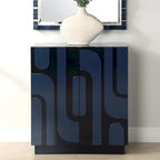 2-Door Glossy Blue Storage Cabinet - 34"H x 30"W x 16"D