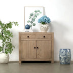 Two-Drawer Storage Cabinet in Weathered Natural Solid Pine