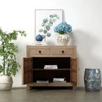 Two-Drawer Storage Cabinet in Weathered Natural Solid Pine